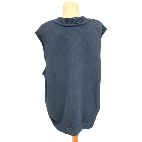 Free People Navy Horse Isles Knit Sweater Vest Medium Equestrian Cottage EUC - Picture 5 of 13